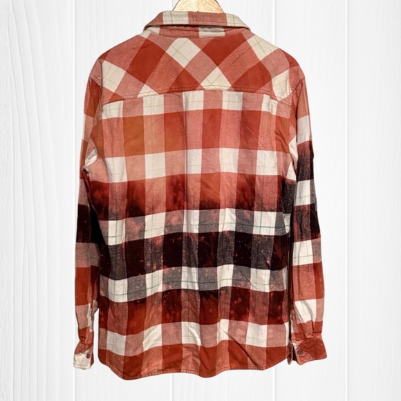 MATIX Custom Hand Distressed Bleached Upcycled Flannel Shirt - Picture 7 of 10